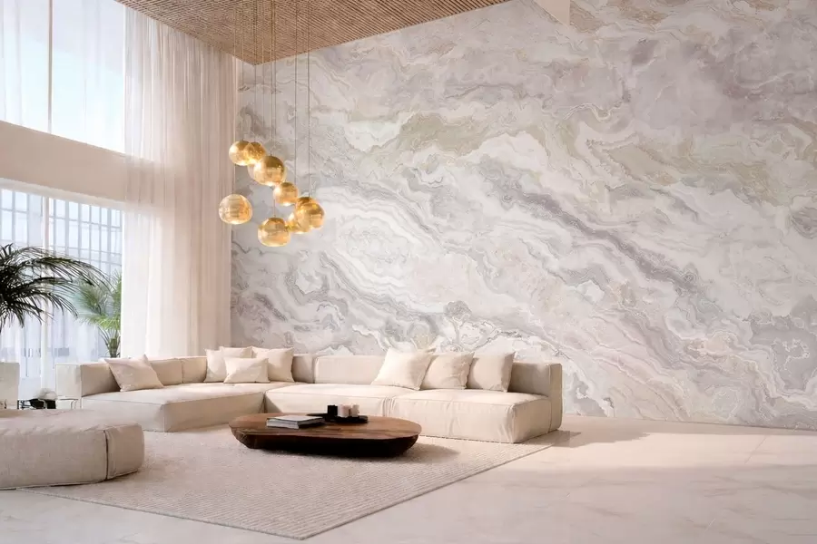 τοιχογραφίες Ανοιχτόχρωμος όνυχας με ρέοντα στρώματα σε μπεζ και γκρι αποχρώσεις w05430