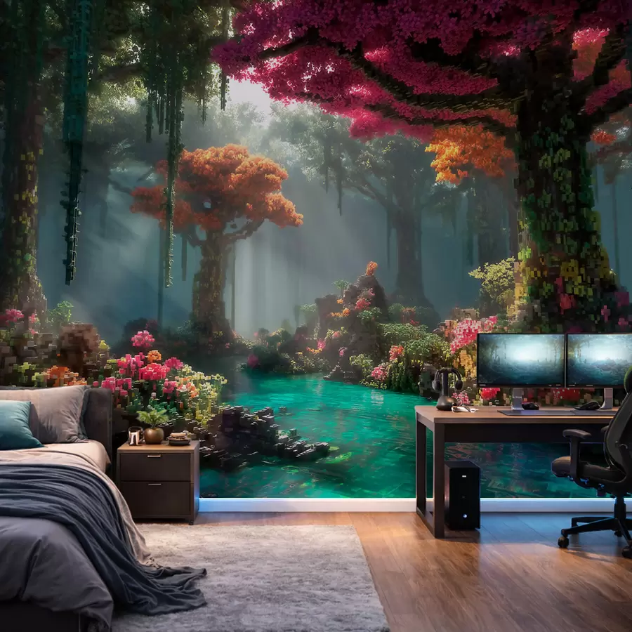 τοιχογραφίες Ένα μαγεμένο δασικό άλσος εμπνευσμένο από τα βιντεοπαιχνίδια w09683