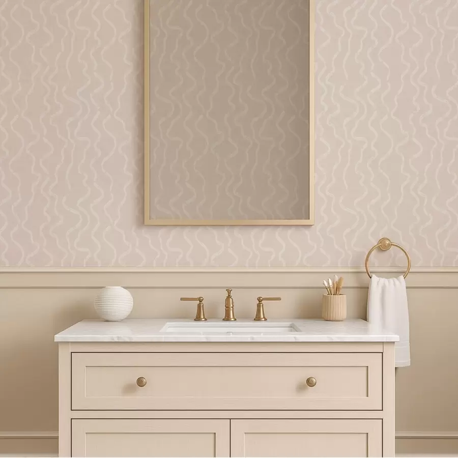 τοιχογραφίες Κυματιστό μοτίβο φωτός σε μπεζ φόντο a01167