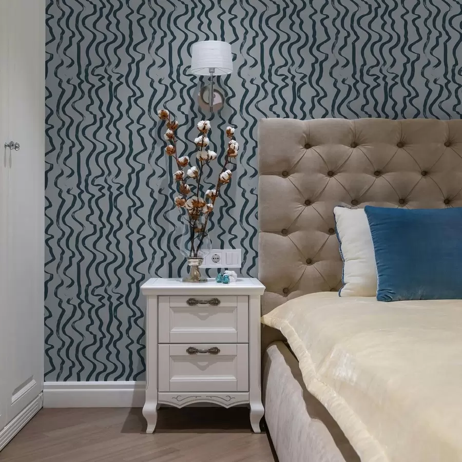 τοιχογραφίες Σκούρες κυματιστές γραμμές σε μπλε φόντο a01168v1