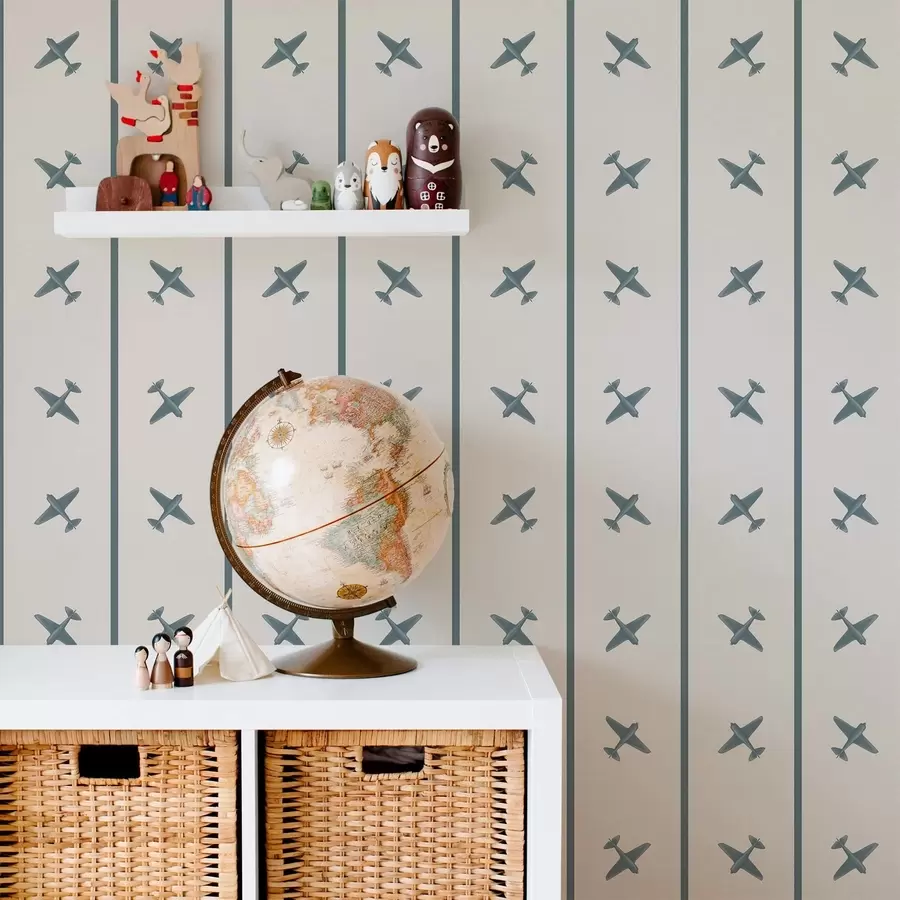τοιχογραφίες Αεροπλάνα με ριγέ μοτίβο και μπλε λεπτομέρειες a01169