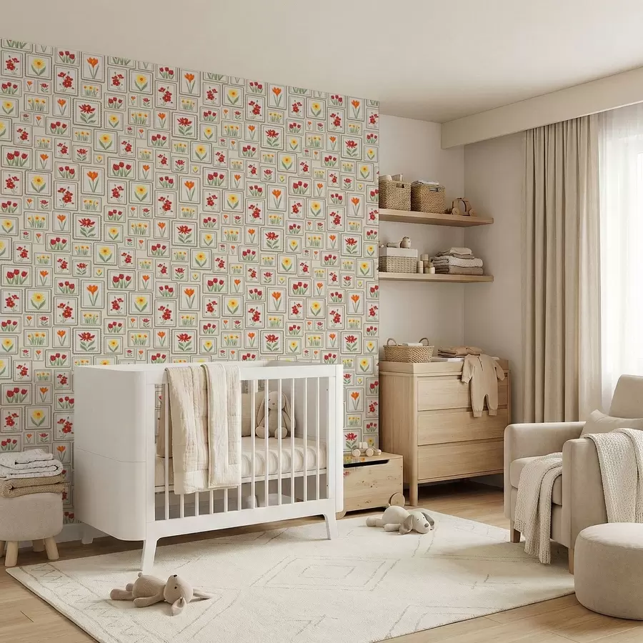 τοιχογραφίες Εικονογραφήσεις λουλουδιών σε κορνίζες, σε ζεστούς χρωματικούς τόνους a01173