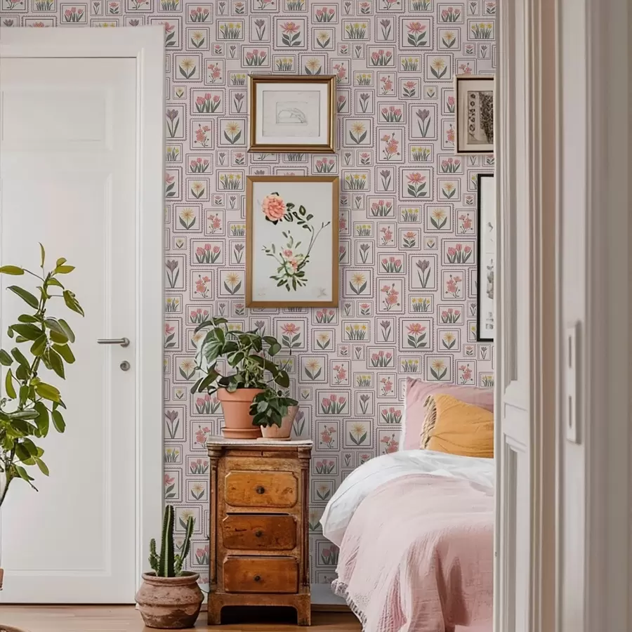 τοιχογραφίες Πλαίσια με λουλουδάτες εικόνες σε αποχρώσεις του λιλά a01173v2