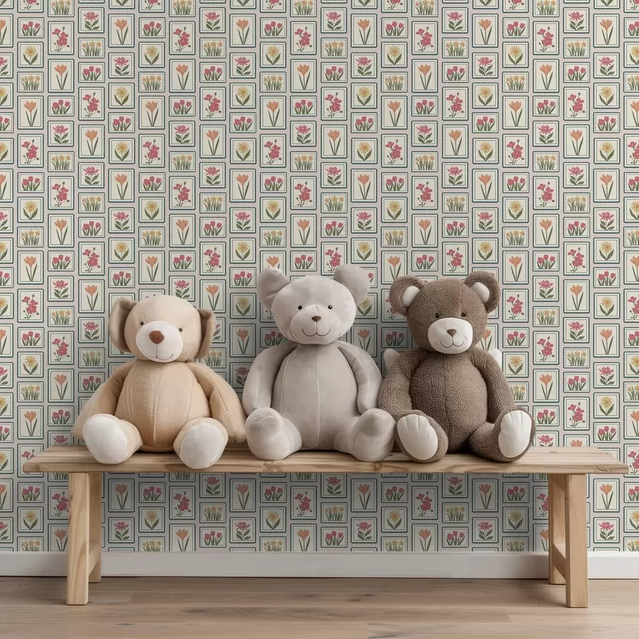 τοιχογραφίες Εικονογραφήσεις λουλουδιών σε κορνίζα με περίγραμμα a01174