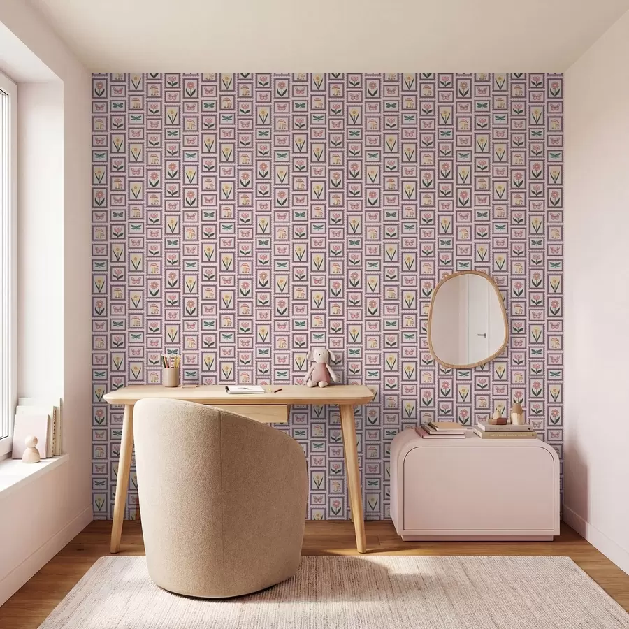 τοιχογραφίες Πίνακες με εικονογραφήσεις σε αποχρώσεις του λιλά a01175v1