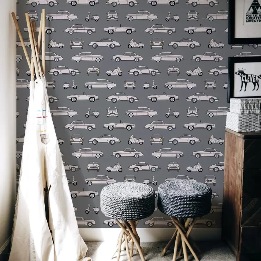 τοιχογραφίες Ρετρό αυτοκίνητα και σκούτερ σε σκούρο φόντο a01178v3