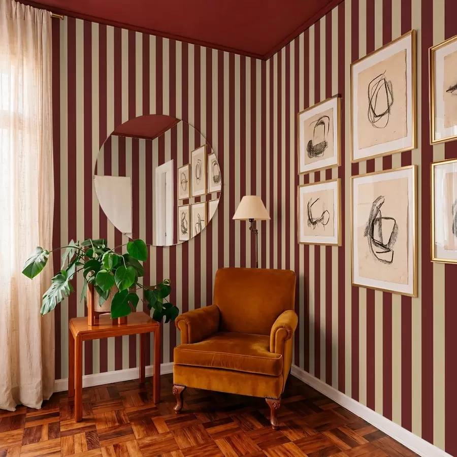 τοιχογραφίες Κόκκινες και μπεζ κάθετες ρίγες a01179