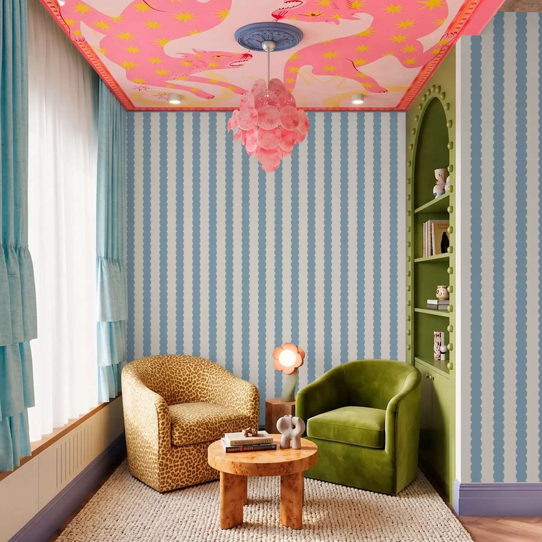 τοιχογραφίες Μπλε κυματιστές ρίγες σε μινιμαλιστικό στυλ a01182