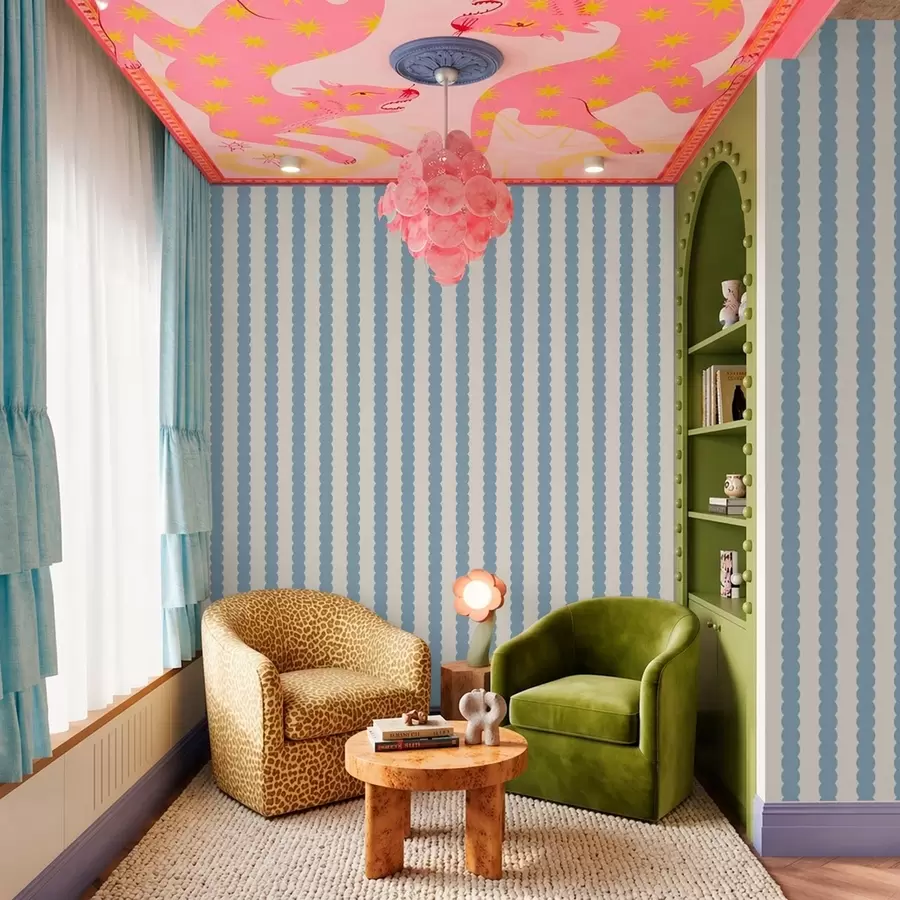 τοιχογραφίες Μπλε κυματιστές ρίγες σε μινιμαλιστικό στυλ a01182