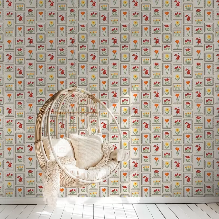 τοιχογραφίες Φωτεινές εικονογραφήσεις λουλουδιών σε κορνίζα a01174v1