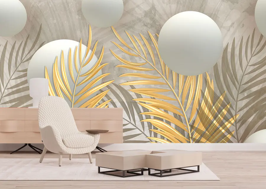 τοιχογραφίες Φύλλα και τετράγωνα 3d u80467