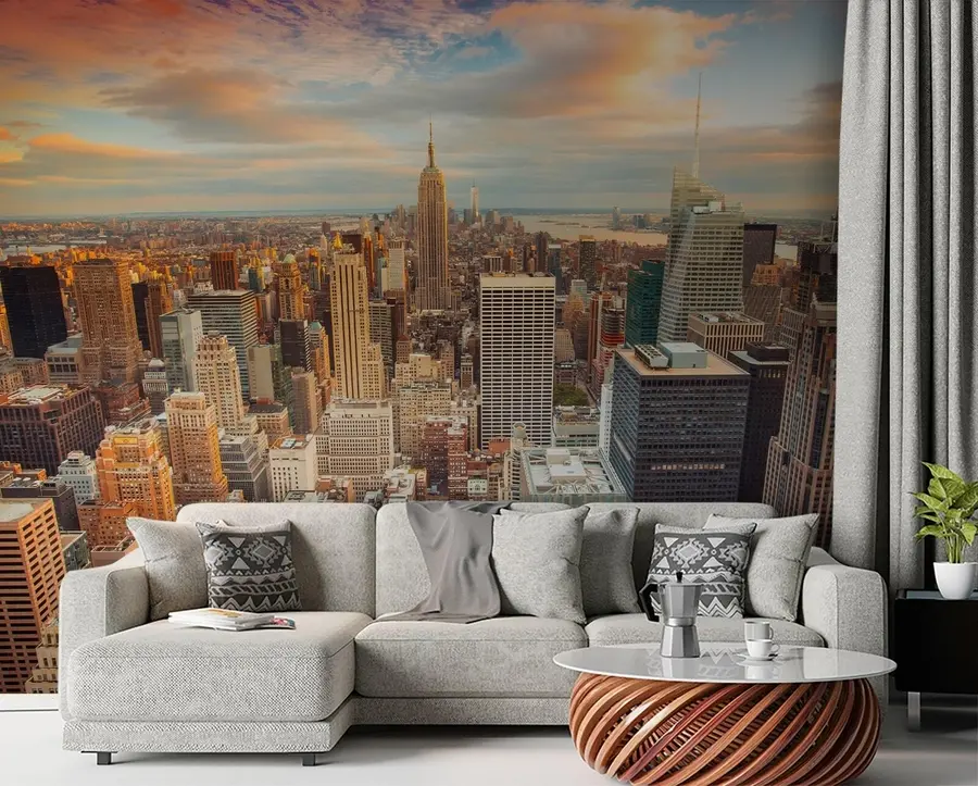 τοιχογραφίες Εναέρια θέα στο ηλιοβασίλεμα της Νέας Υόρκης u80529