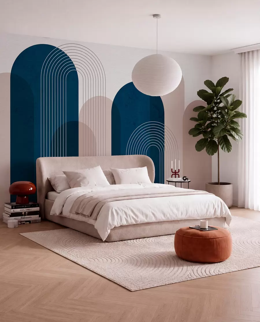 τοιχογραφίες Αφηρημένες μπλε και μπεζ καμάρες u73098