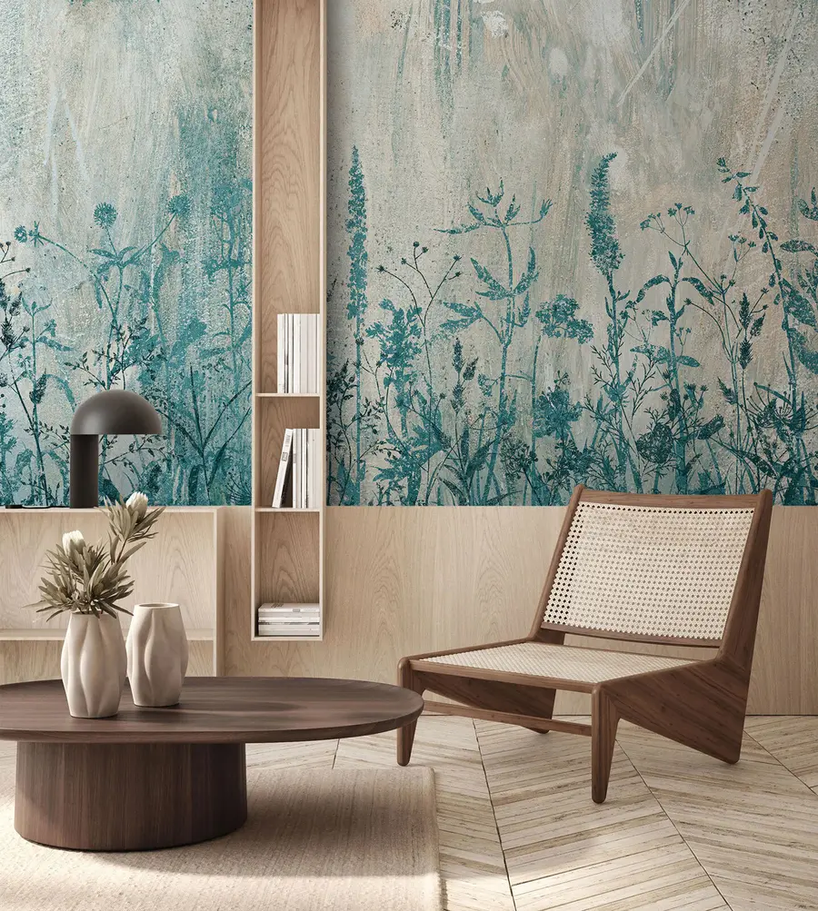 τοιχογραφίες Πράσινα φυτά σε τοίχο από σκυρόδεμα u93666