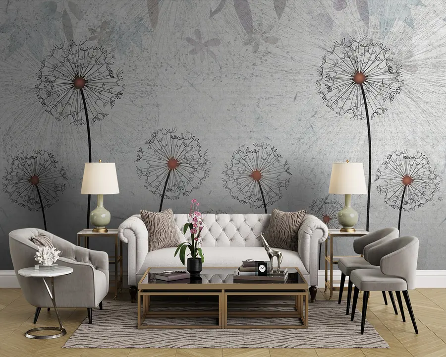 τοιχογραφίες Πικραλίδες σε ανοιχτό γκρι φόντο u93968