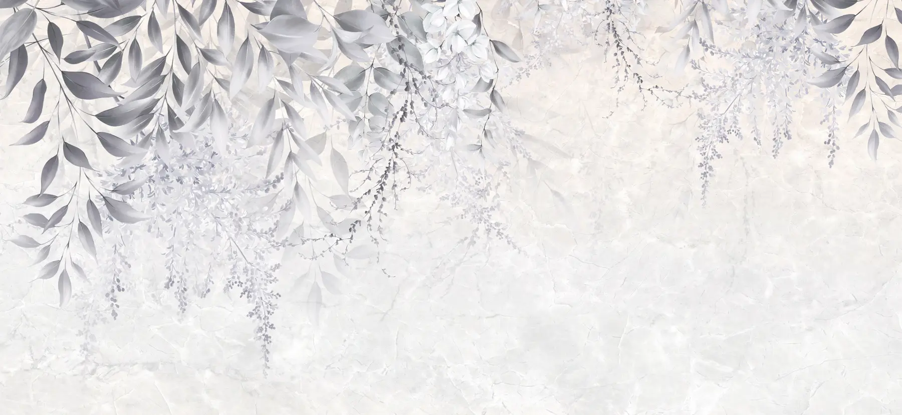 τοιχογραφίες Γκρίζα φύλλα με λουλούδια u94228