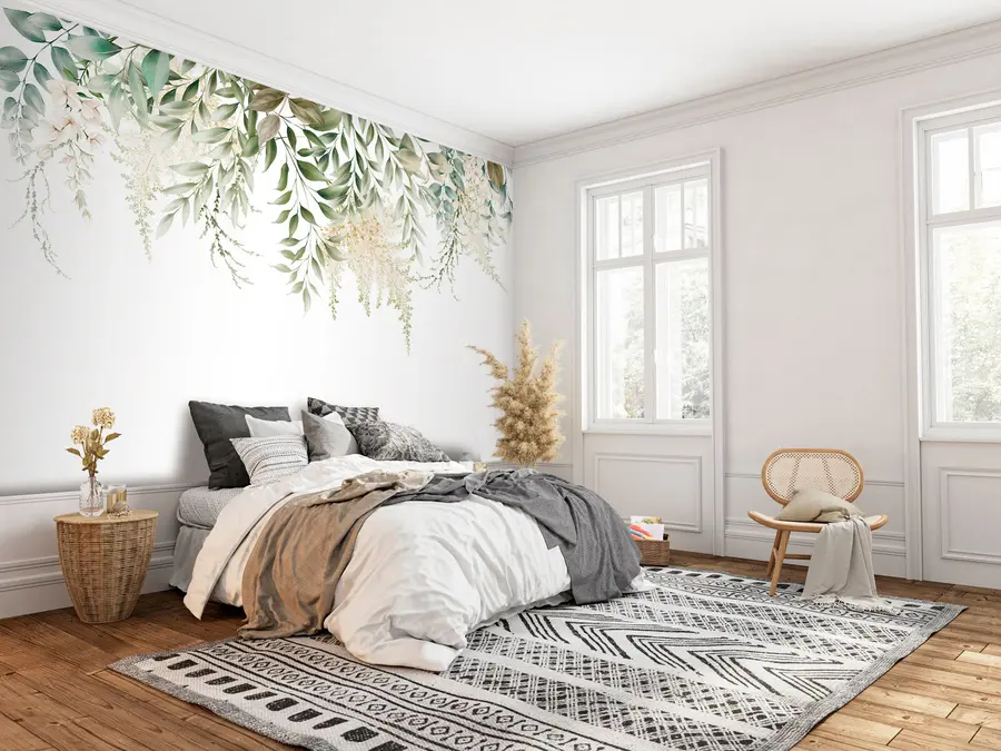 τοιχογραφίες Floral Frame με πράσινο ακουαρέλας u94197