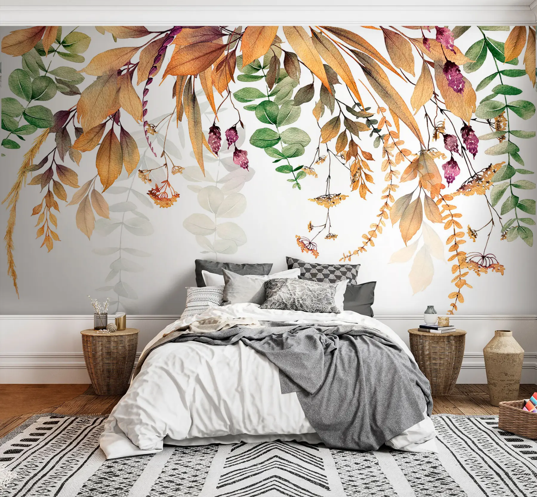τοιχογραφίες Floral πλαίσιο με φθινοπωρινά φύλλα u94198