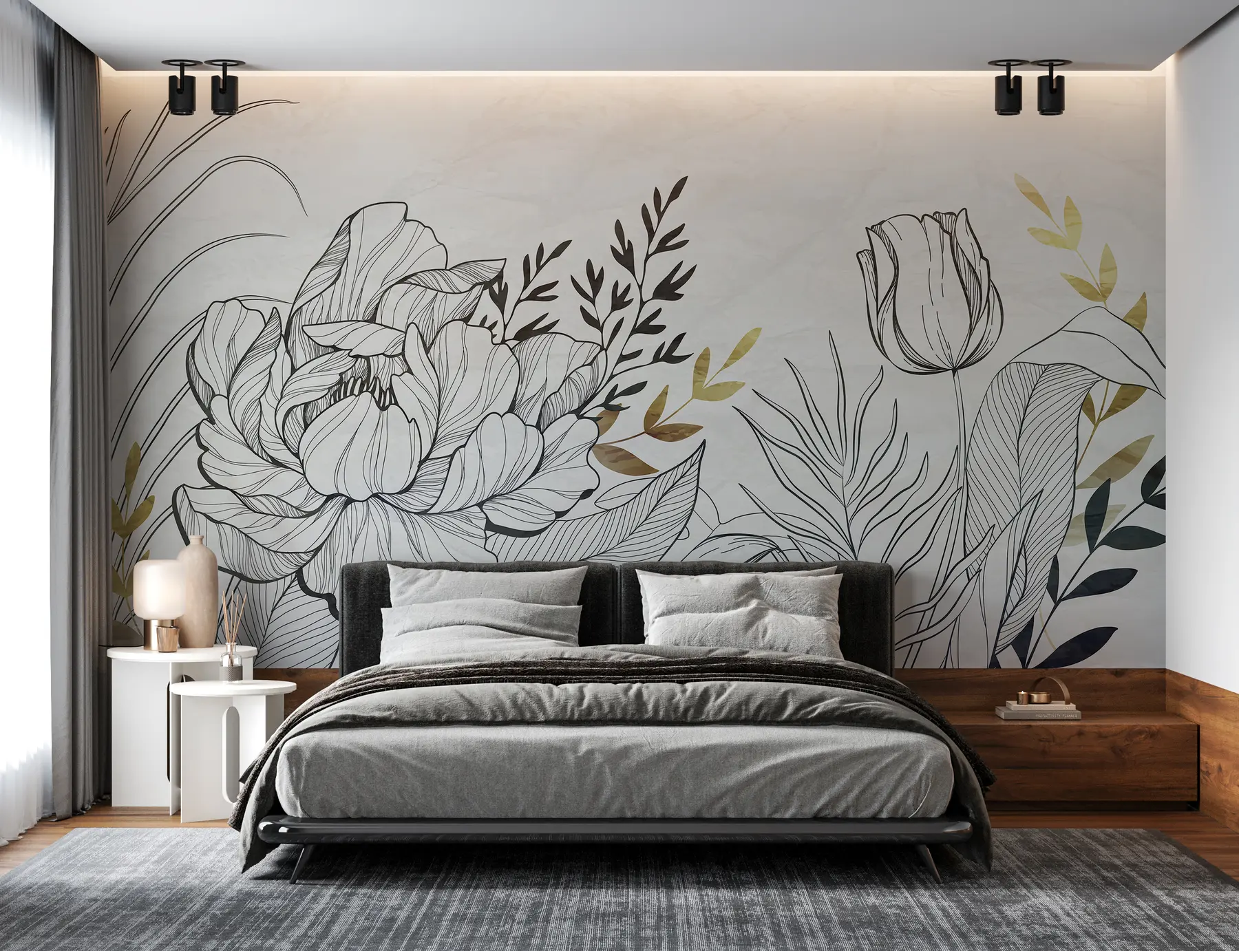 τοιχογραφίες λουλούδι φύλλωμα u94307