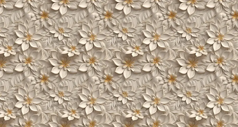 τοιχογραφίες Διασπορά λευκών λουλουδιών με τρισδιάστατο εφέ u95251