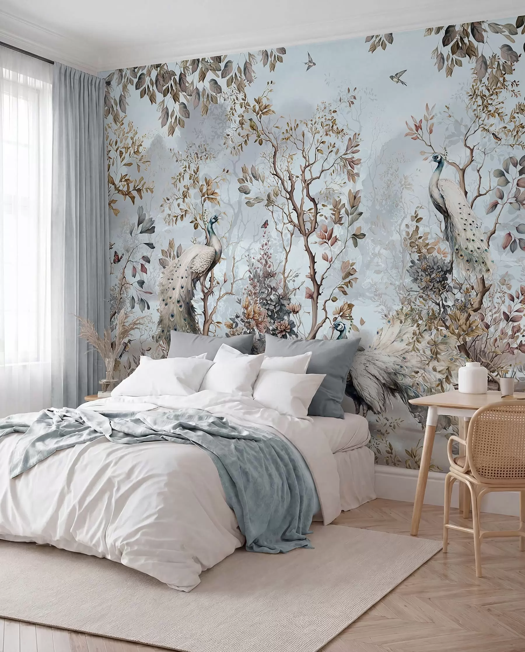 τοιχογραφίες Chinoiserie Κινέζικα φυτά και παγώνια u94849