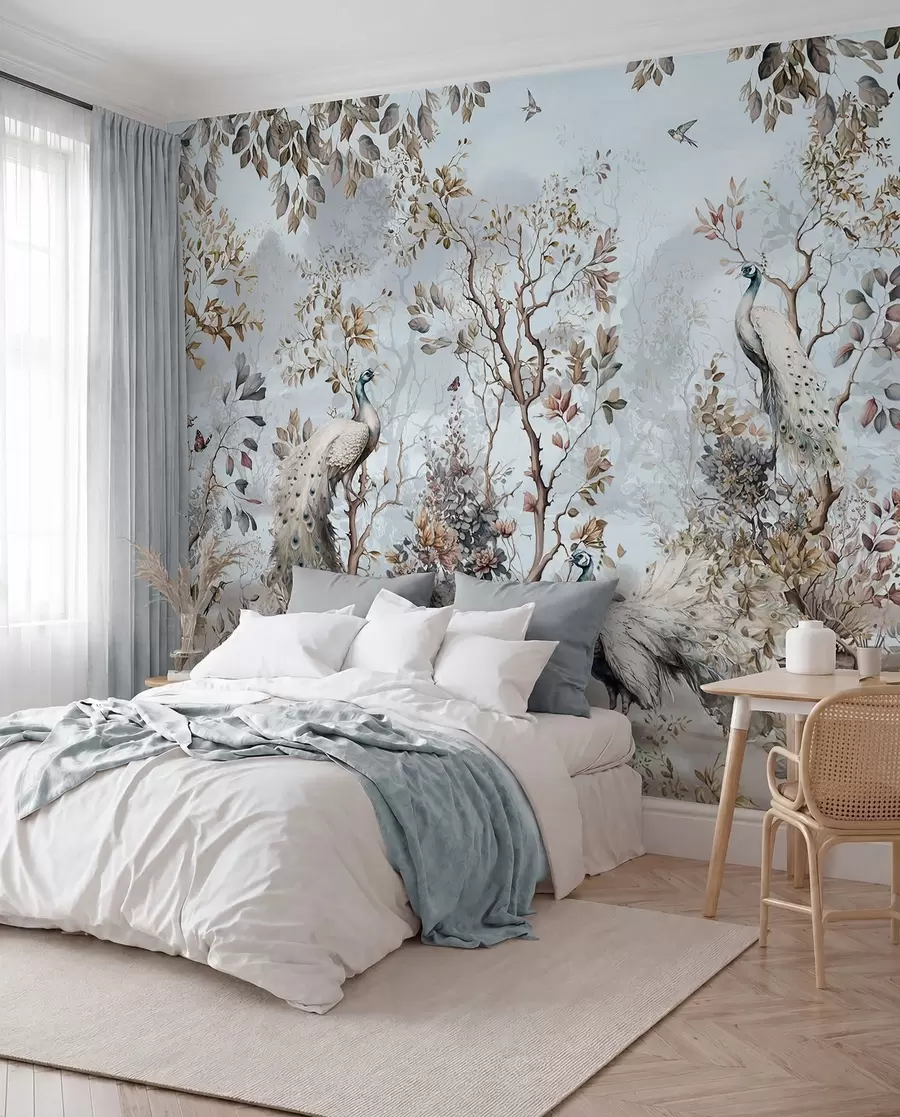 τοιχογραφίες Chinoiserie Κινέζικα φυτά και παγώνια u94849