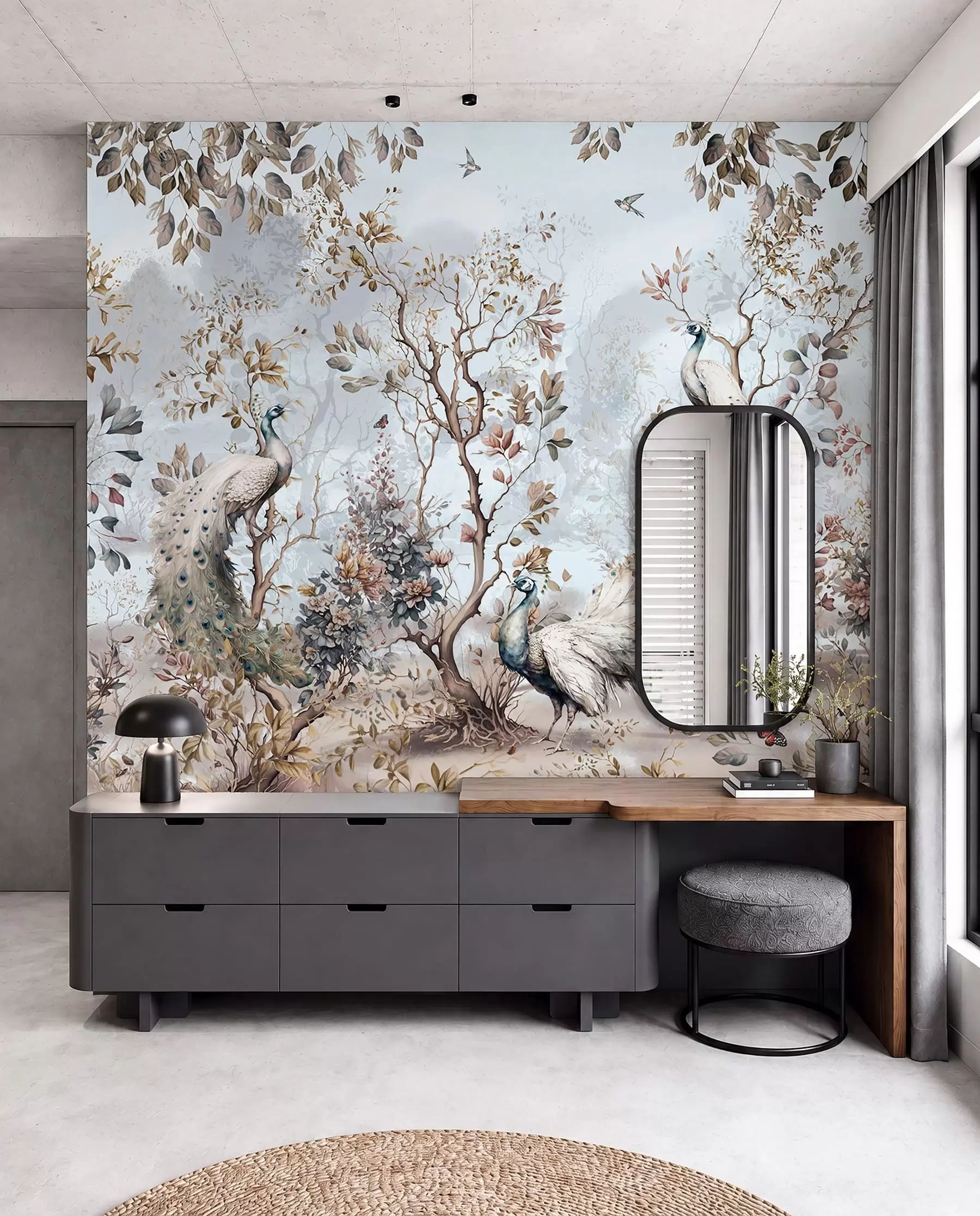 τοιχογραφίες Chinoiserie Κινέζικα φυτά και παγώνια u94849