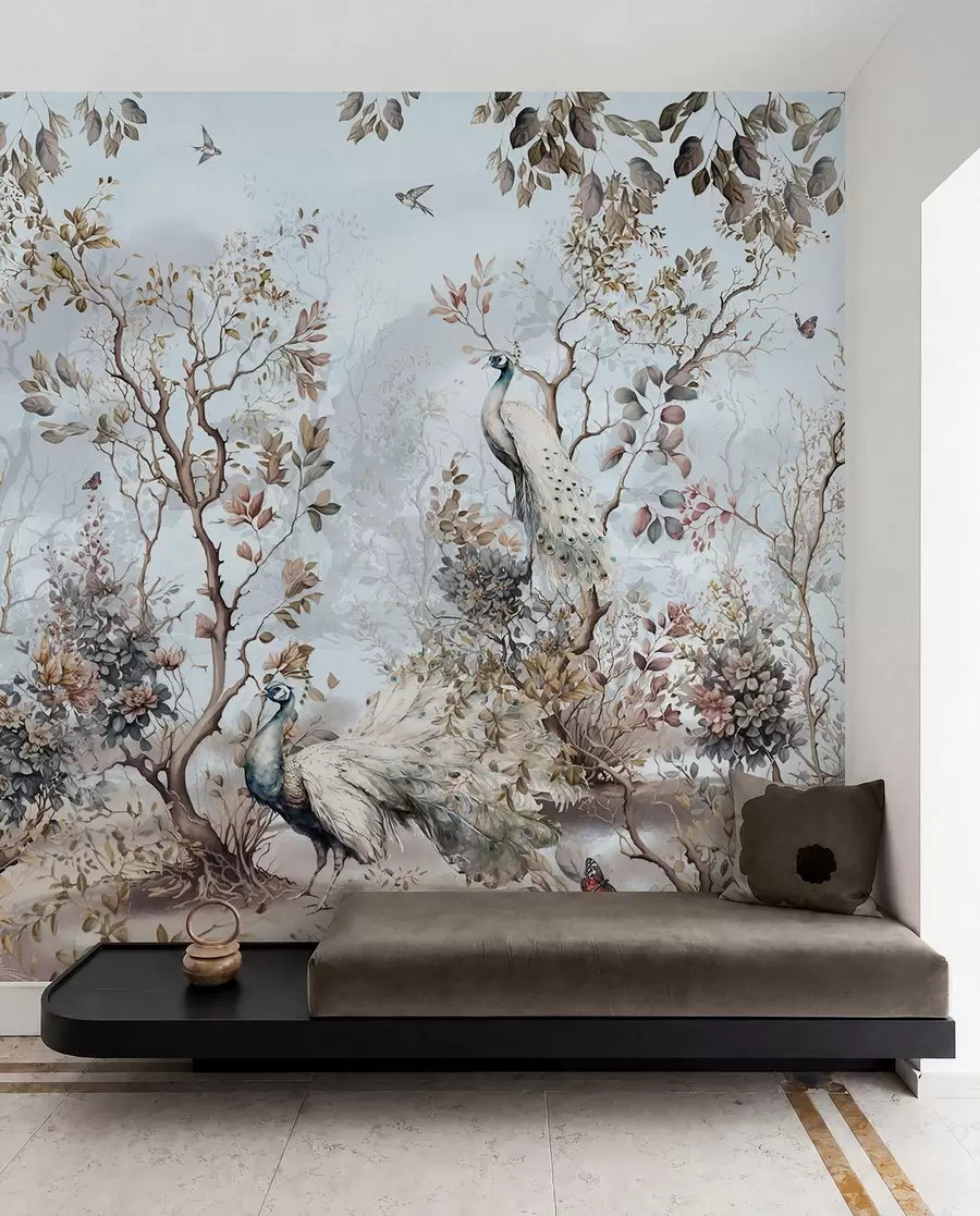 τοιχογραφίες Chinoiserie Κινέζικα φυτά και παγώνια u94849