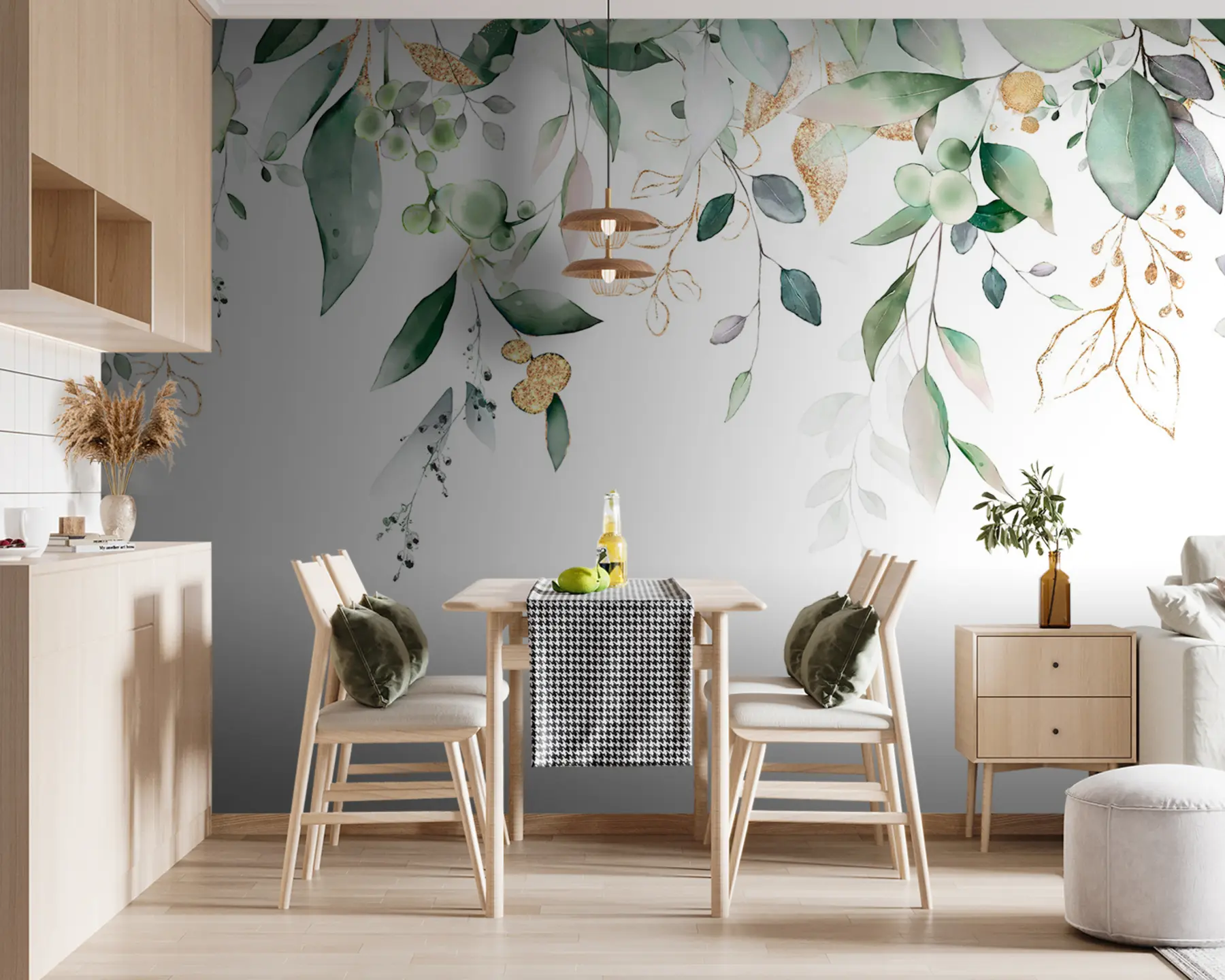 τοιχογραφίες Κρεμαστά φύλλα ευκαλύπτου σε λευκό φόντο u95506