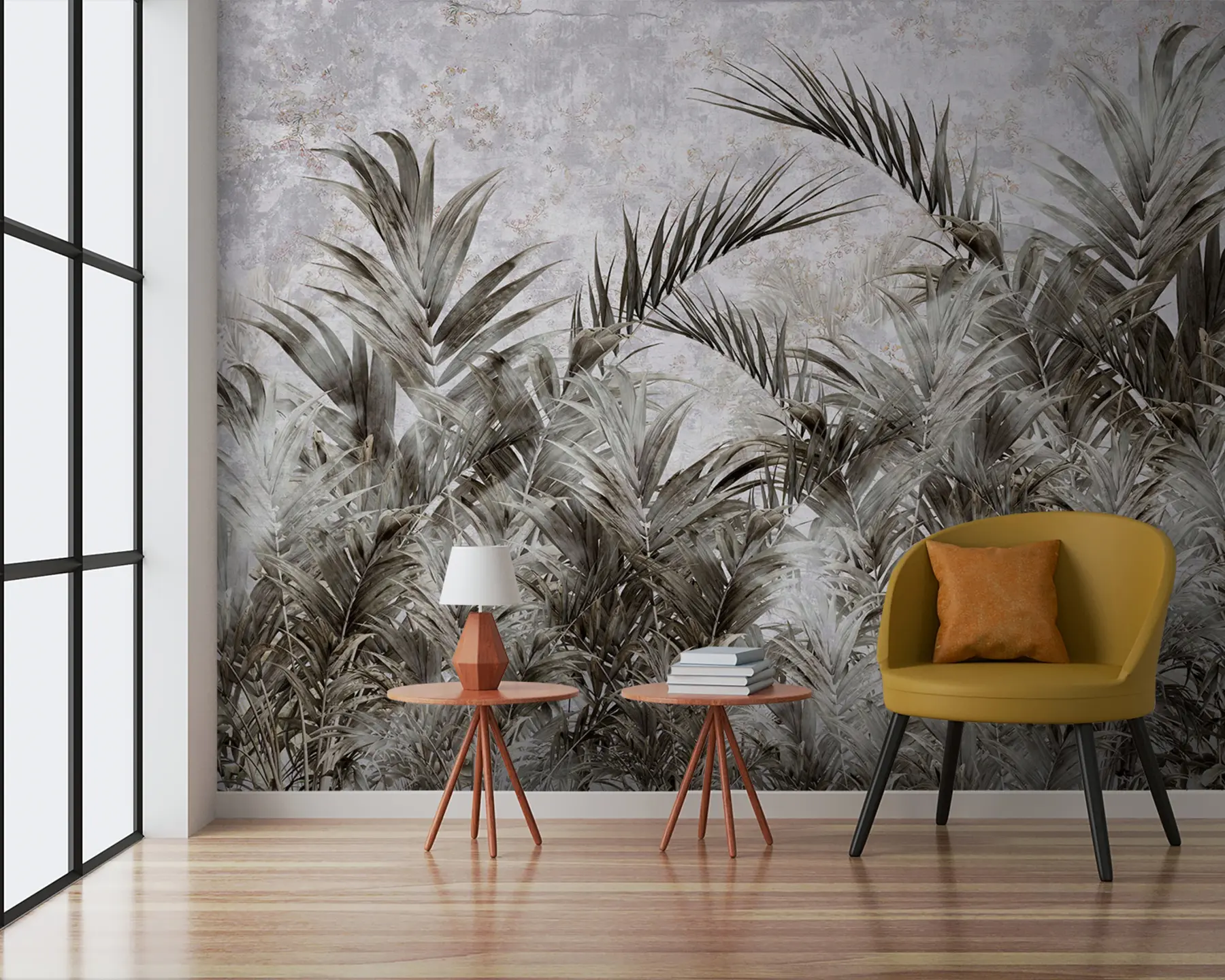 τοιχογραφίες Τροπικά φύλλα στην ομίχλη u96072