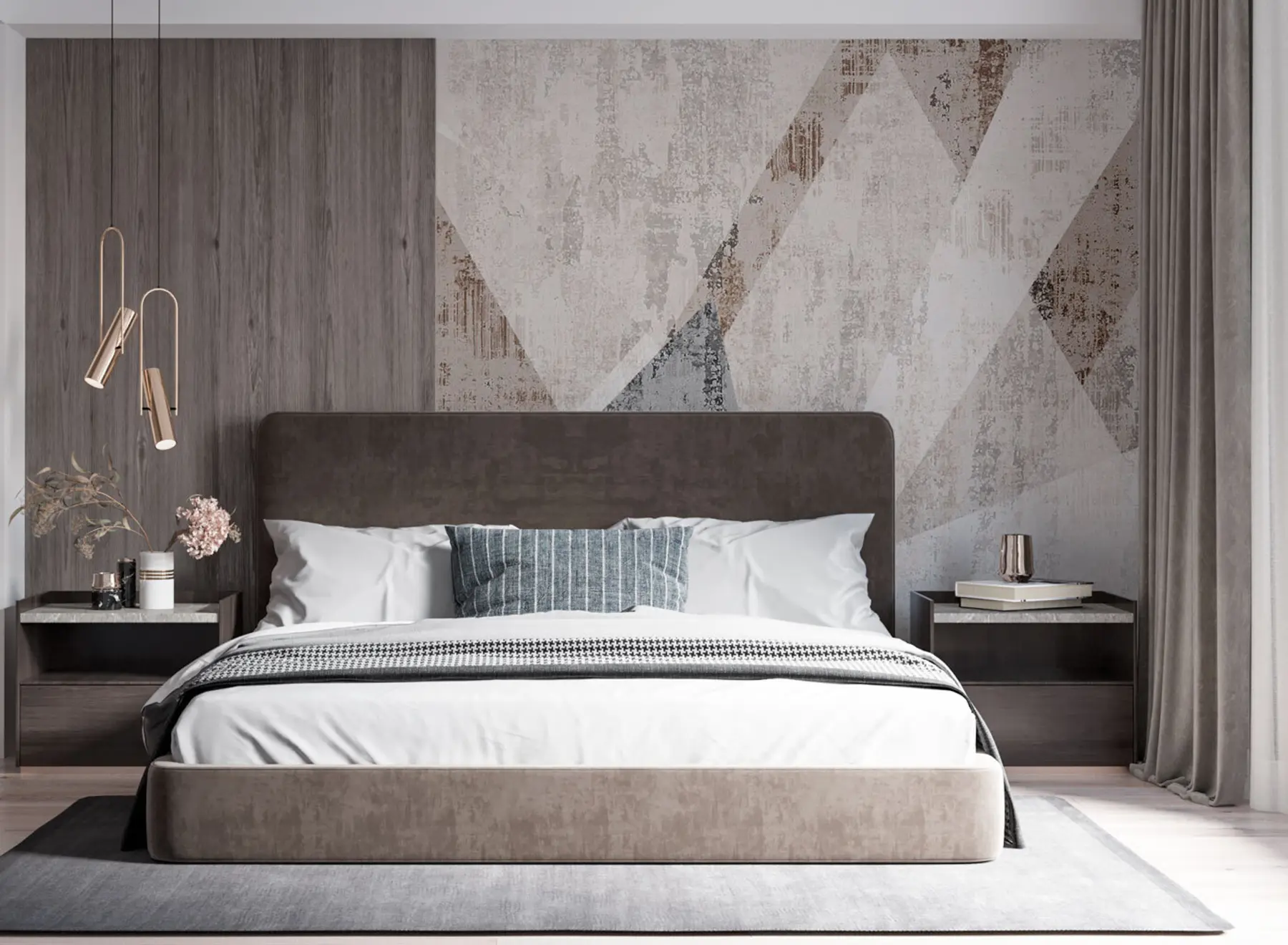 τοιχογραφίες Μοντέρνα γεωμετρικά σχήματα τριγώνων σε στυλ grunge loft u97203