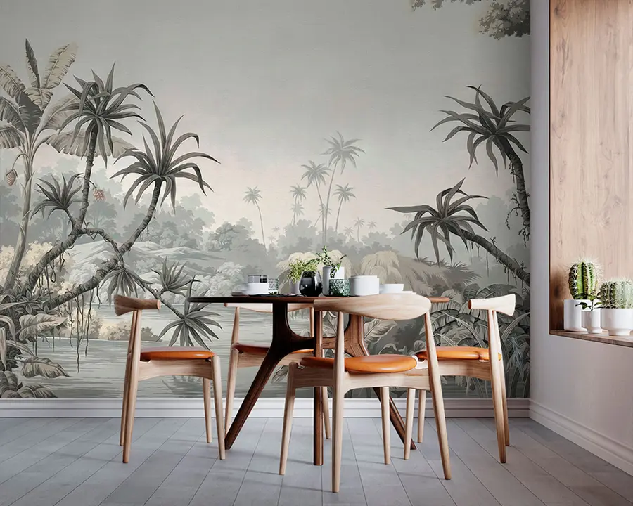 τοιχογραφίες Πράσινα τροπικά φύλλα u97408