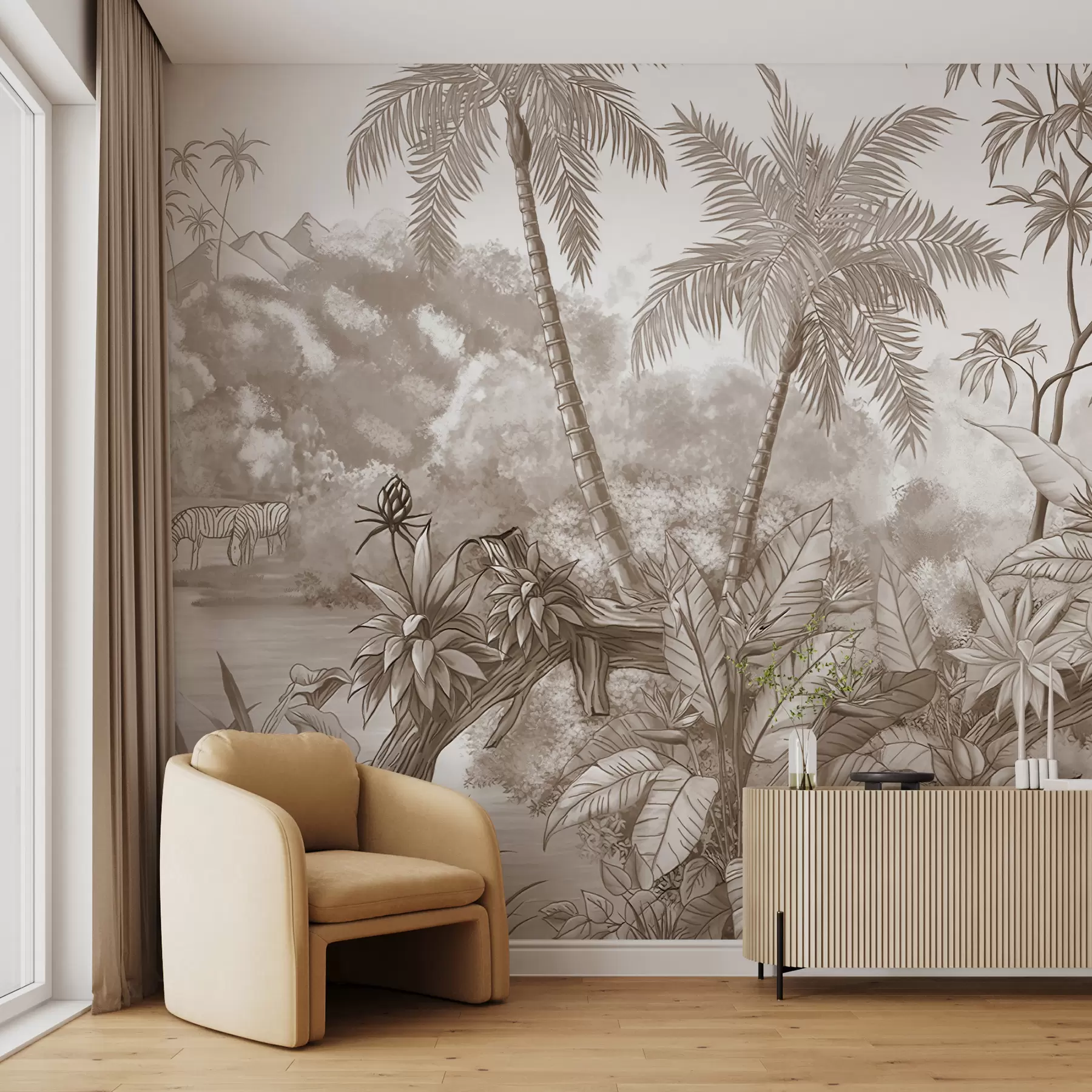 τοιχογραφίες Τροπικά σε μπεζ u59039v2