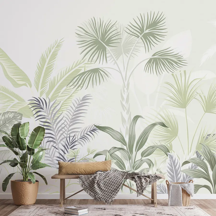 τοιχογραφίες Σπονδυλωτά, φυτά και κλαδιά σε πράσινα χρώματα u06685v3