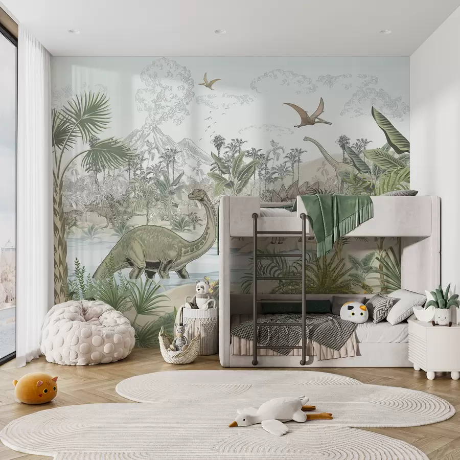 τοιχογραφίες Δεινόσαυροι στο τροπικό δάσος u98674