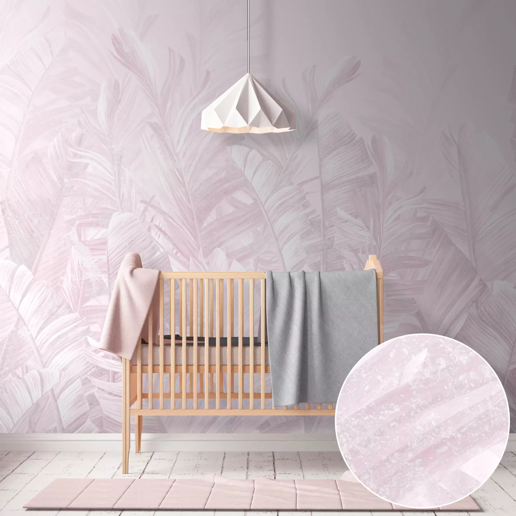 τοιχογραφίες Μοντέρνα τροπικά ροζ φύλλα u98951v1