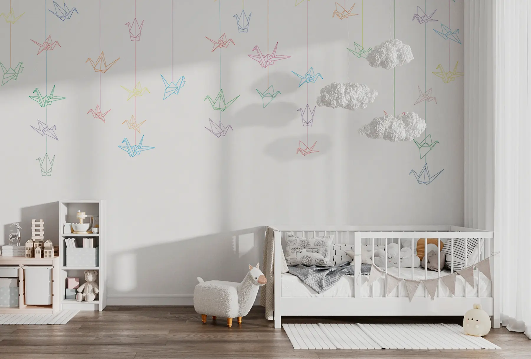 τοιχογραφίες Έγχρωμοι γερανοί Origami u98953