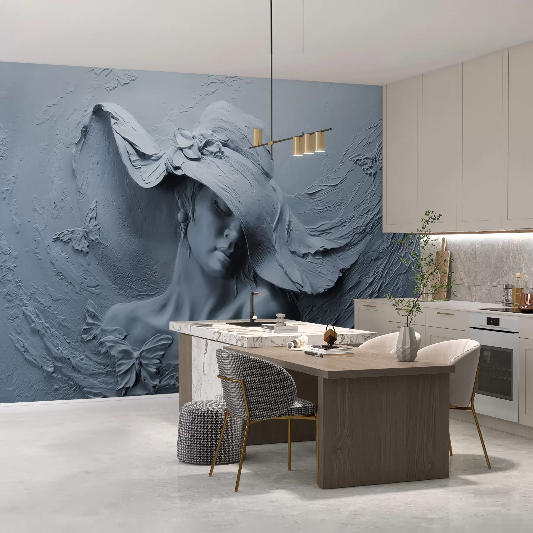 τοιχογραφίες Γυναίκα με καπέλο 3D u62592v2