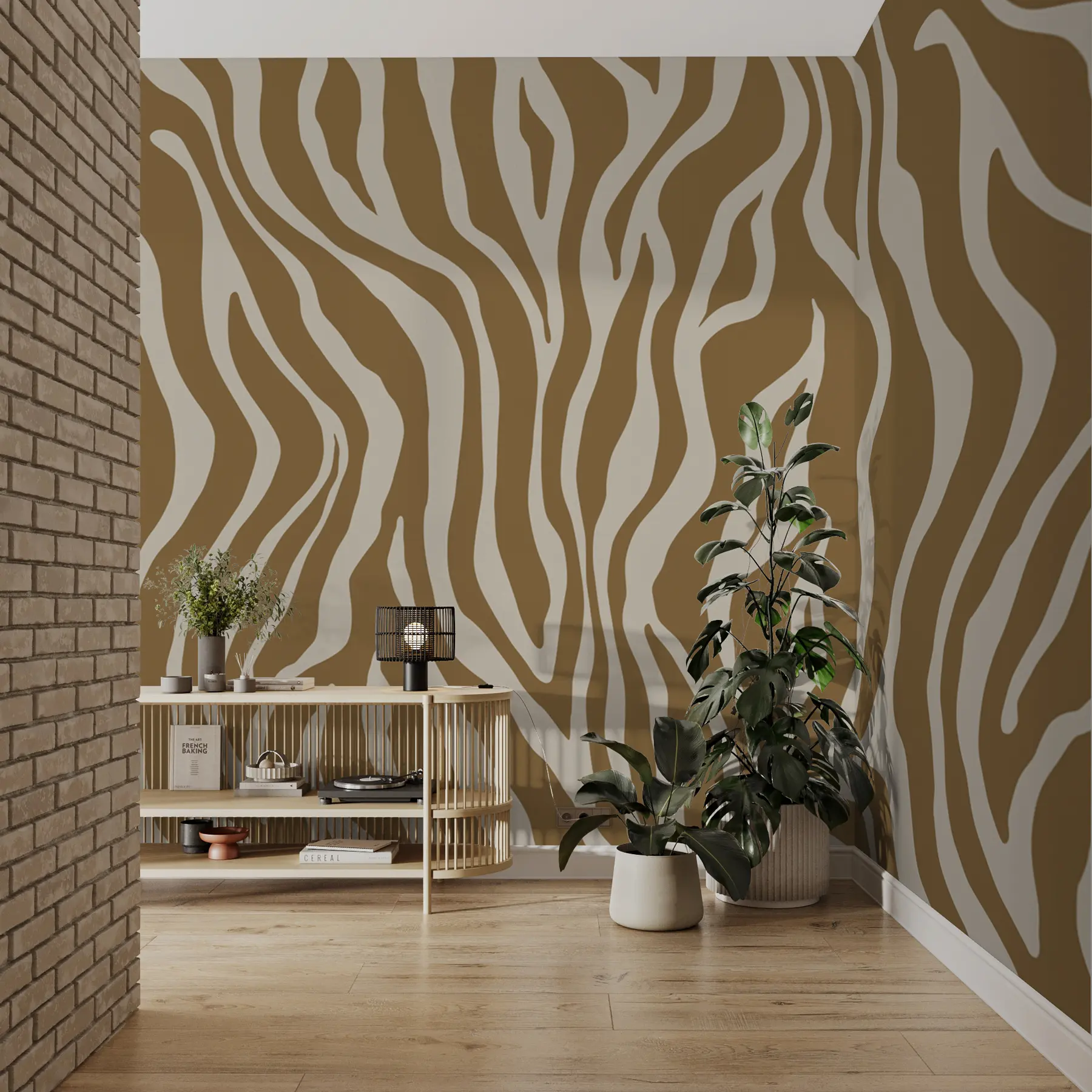 τοιχογραφίες Διάνυσμα εκτύπωσης δέρματος ζέβρας σε καφέ και λευκά χρώματα u99173